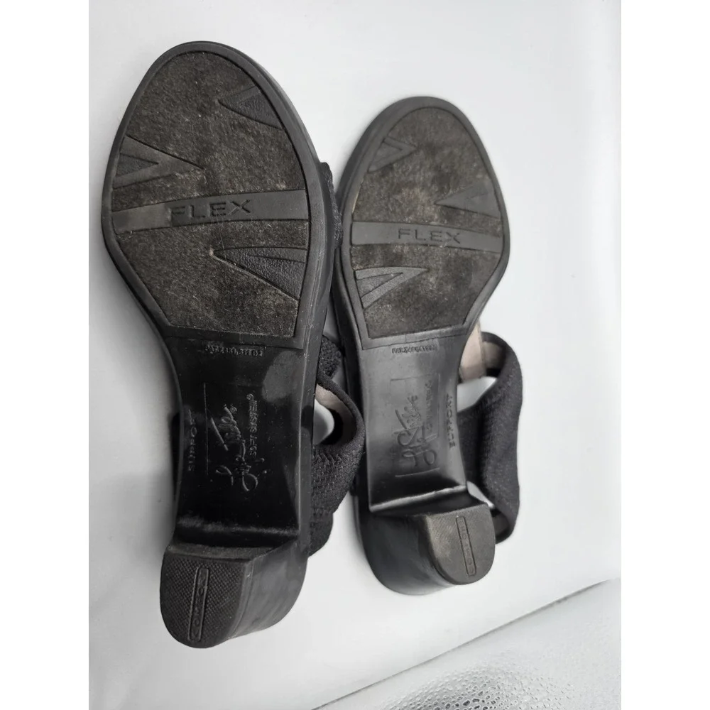 LifeStride Women's Size 8 Black T-Strap Slingback Heels Stretch Comfort Sandals